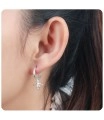 Gaur Skull Hang Shaped Silver Hoop Earring HO-2524